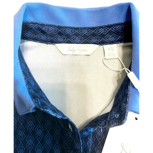 Lady Hogan Womens XS Sleeveless Golf Tennis Polo Shirt Tank Argyle Navy Blue NWT - Picture 6 of 9
